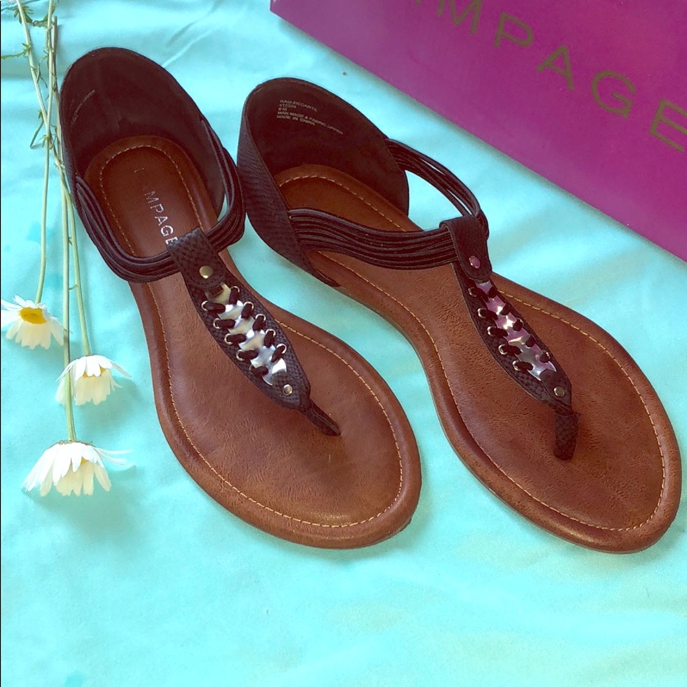 Rampage Black Snake Flat Sandals EUC in Box